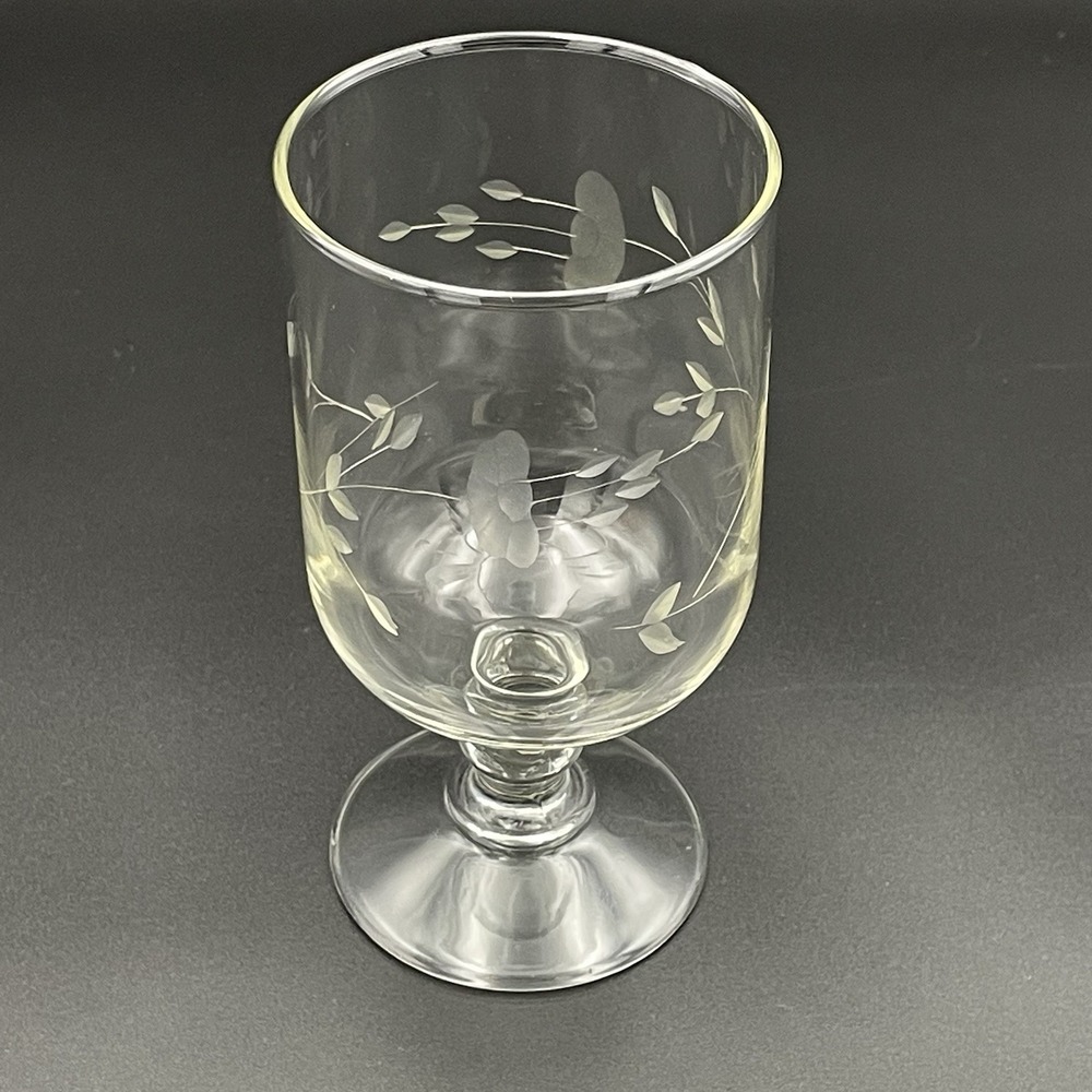 Princess House Heritage Water Goblet 6"‎ Etched Floral Vine Clear Glass